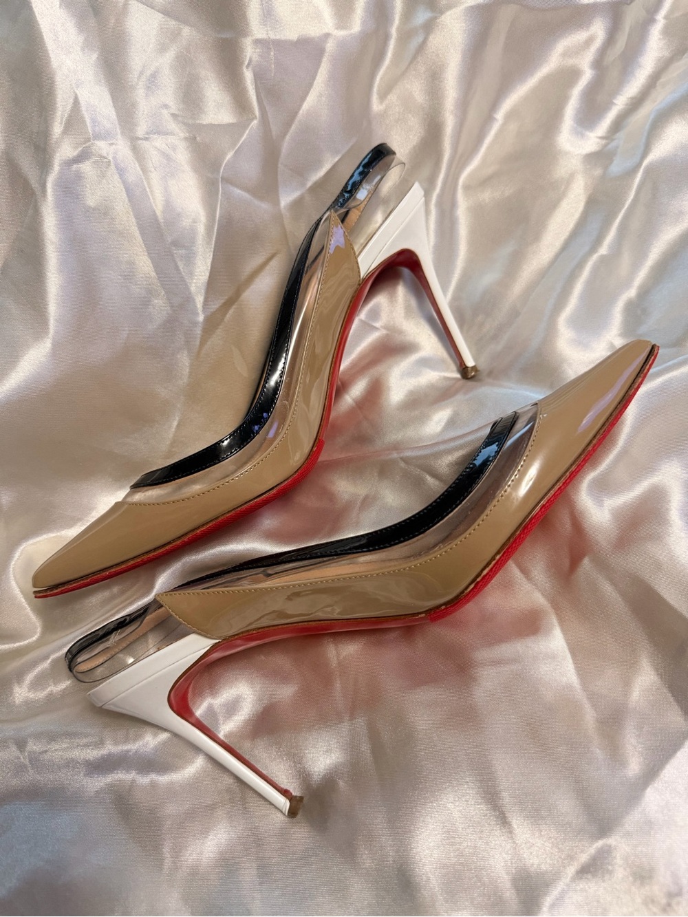 Christian Louboutin Paulina Slingback Pumps — Beige, Black, & White - Picture 4 of 5